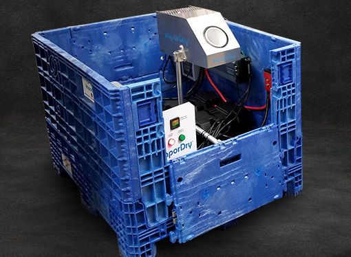 VaporDry humidity control device in a cart